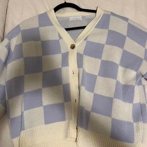 Oak & Fort Lilac Checkered Cardigan